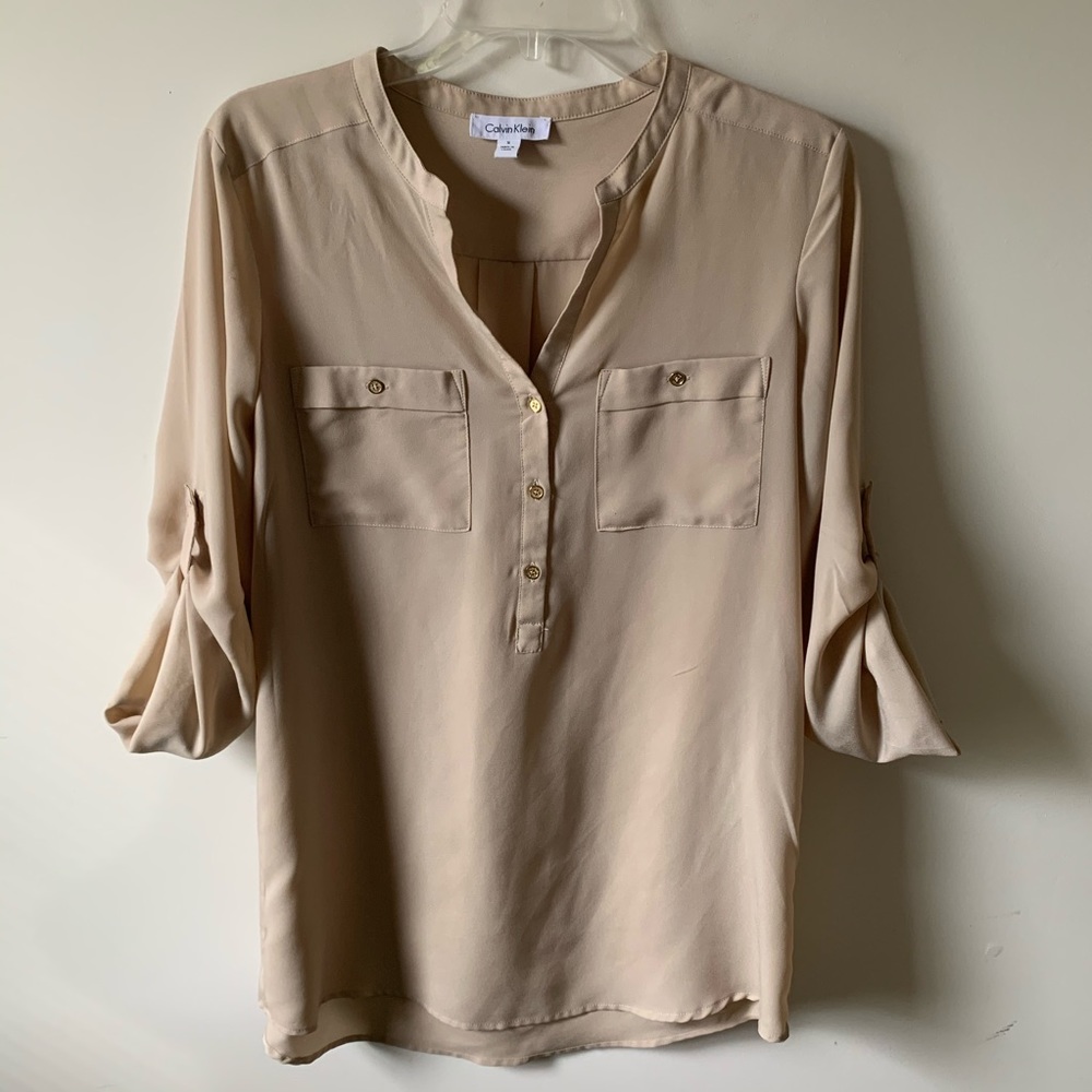 Calvin Klein Blouse size Medium (Tan)
